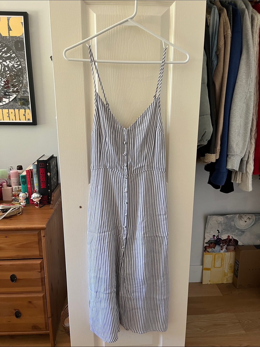 Striped Blue & White Button-Front Sundress